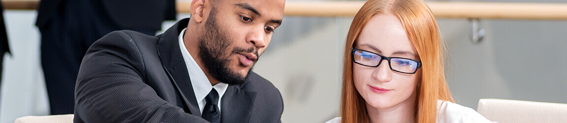 Man and woman meeting in a professional setting