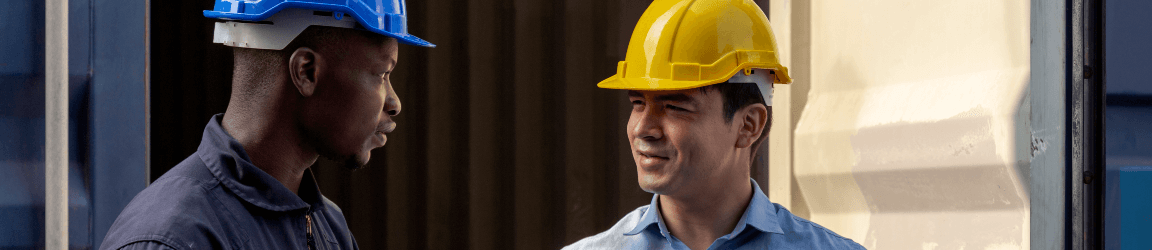 Construction workers talking