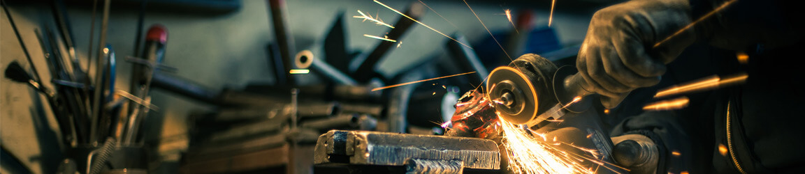 Closeup of welder welding