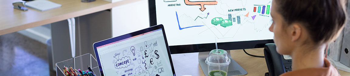 Graphic designer in her workspace
