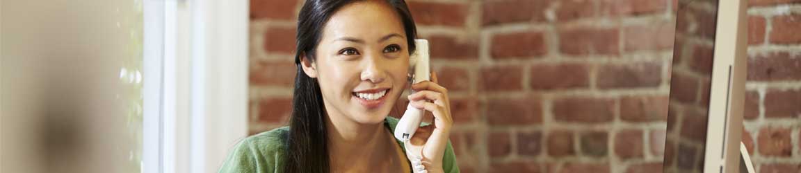 woman phone brick casual office