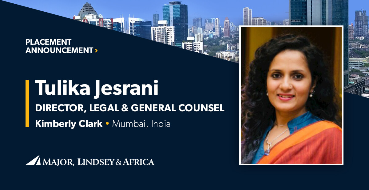 MLA Places Tulika Jesrani as Director, Legal & General Counsel at ...