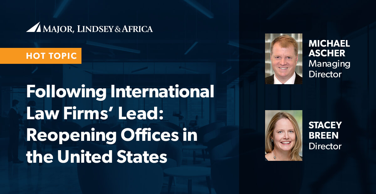 Following International Law Firms’ Lead Reopening Offices in the